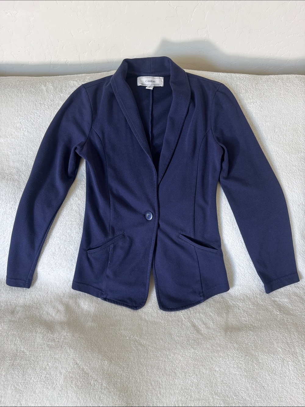 Caslon Navy Single-Button Knit Blazer